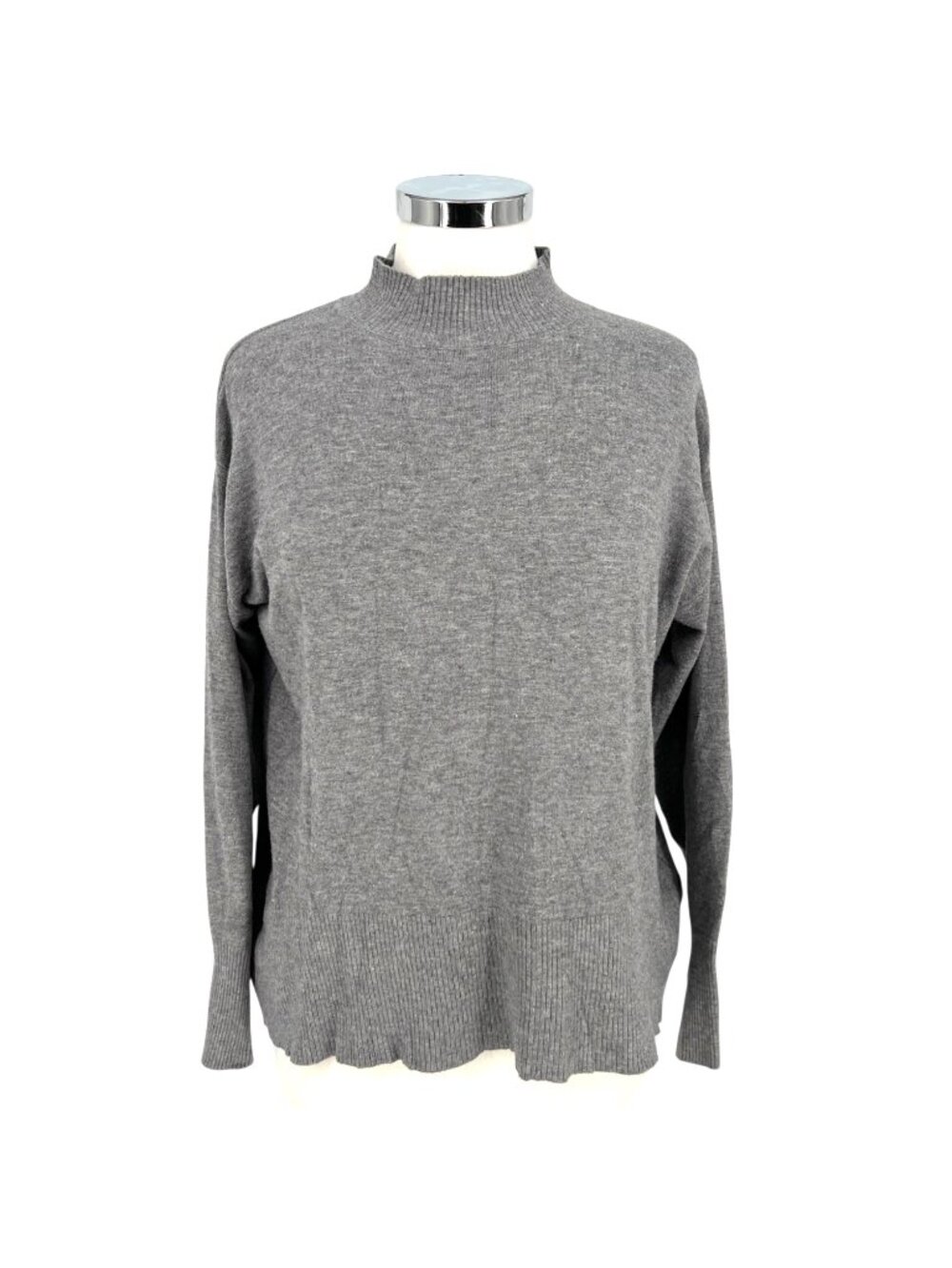 DéLUC Gray Mock Neck Classic Sweater Size Small Normcore Minimalist Quiet Luxury
